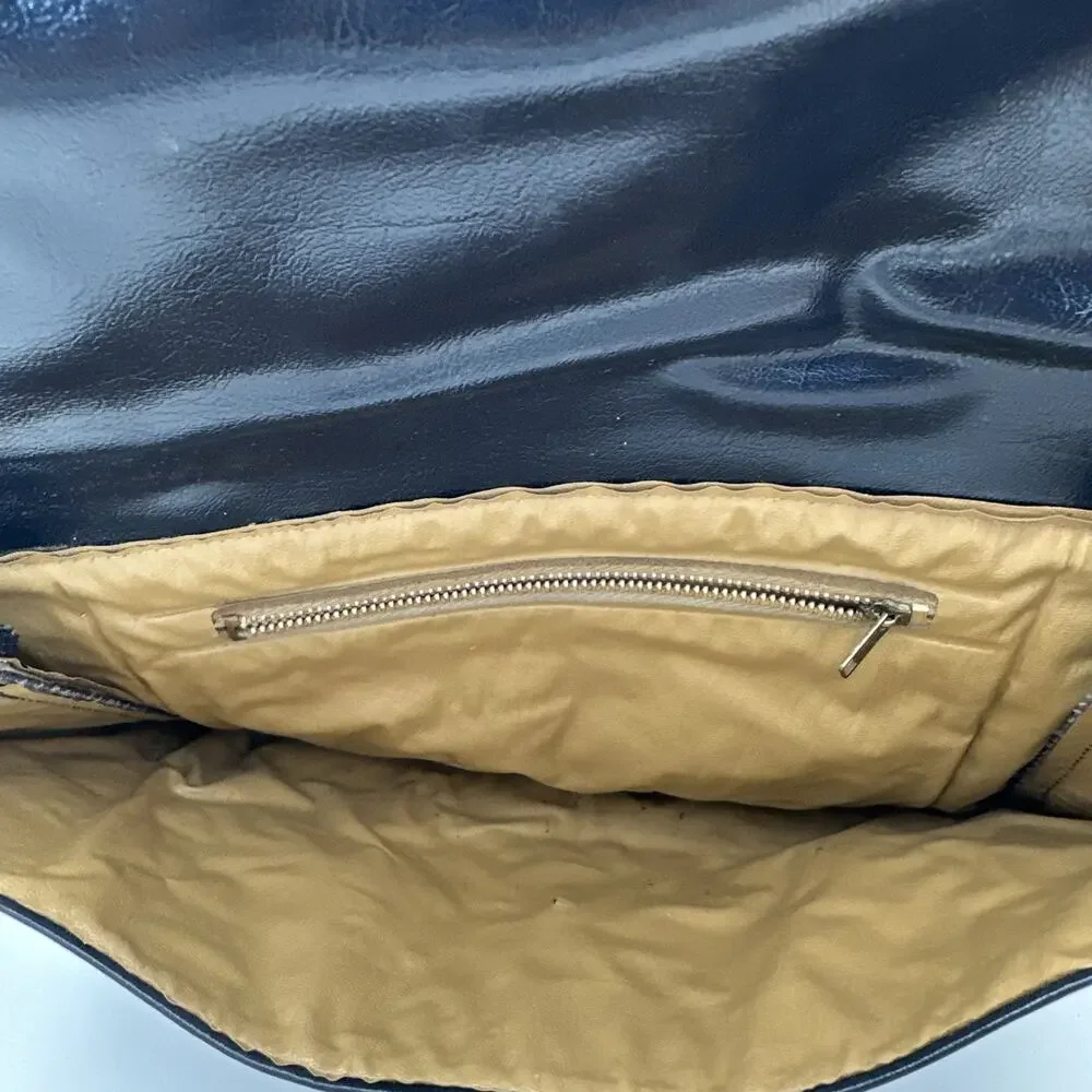Vintage Navy Envelope Clutch/ Shoulder Bag Gold Detailing